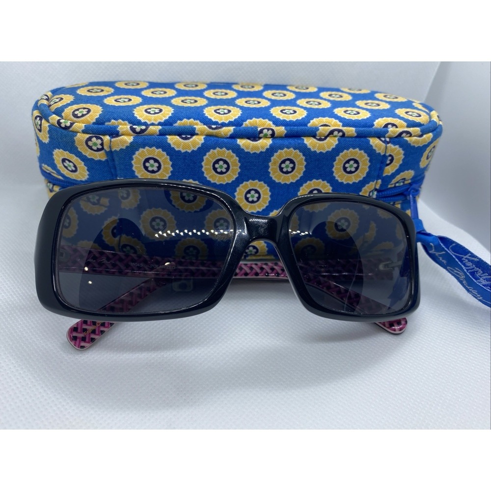Vera Bradley Polarized Sunglasses Pink Elephants With Blue Floral Case